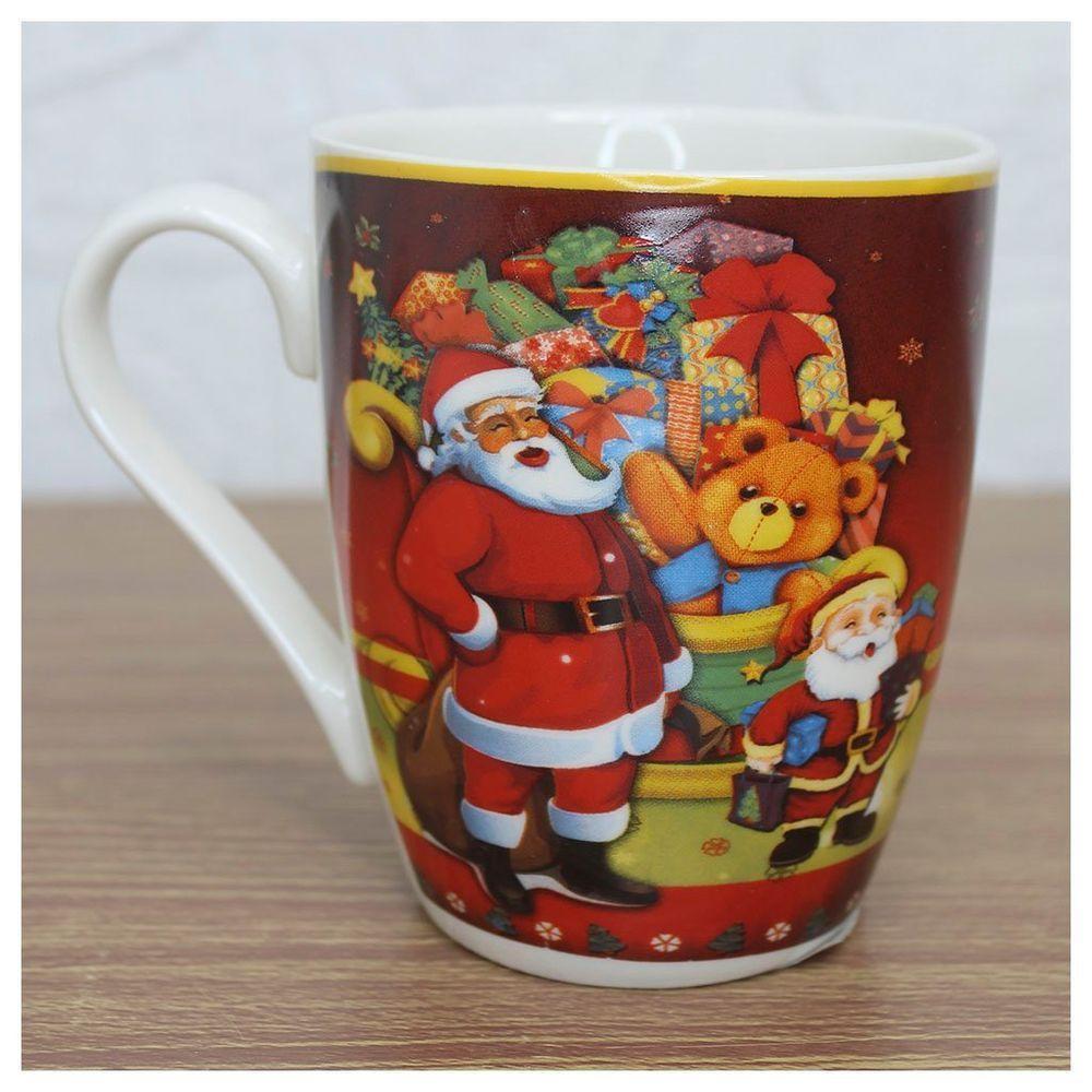 Caneca De Natal Papai Noel Com Presentes 350ml Cerâmica - 2