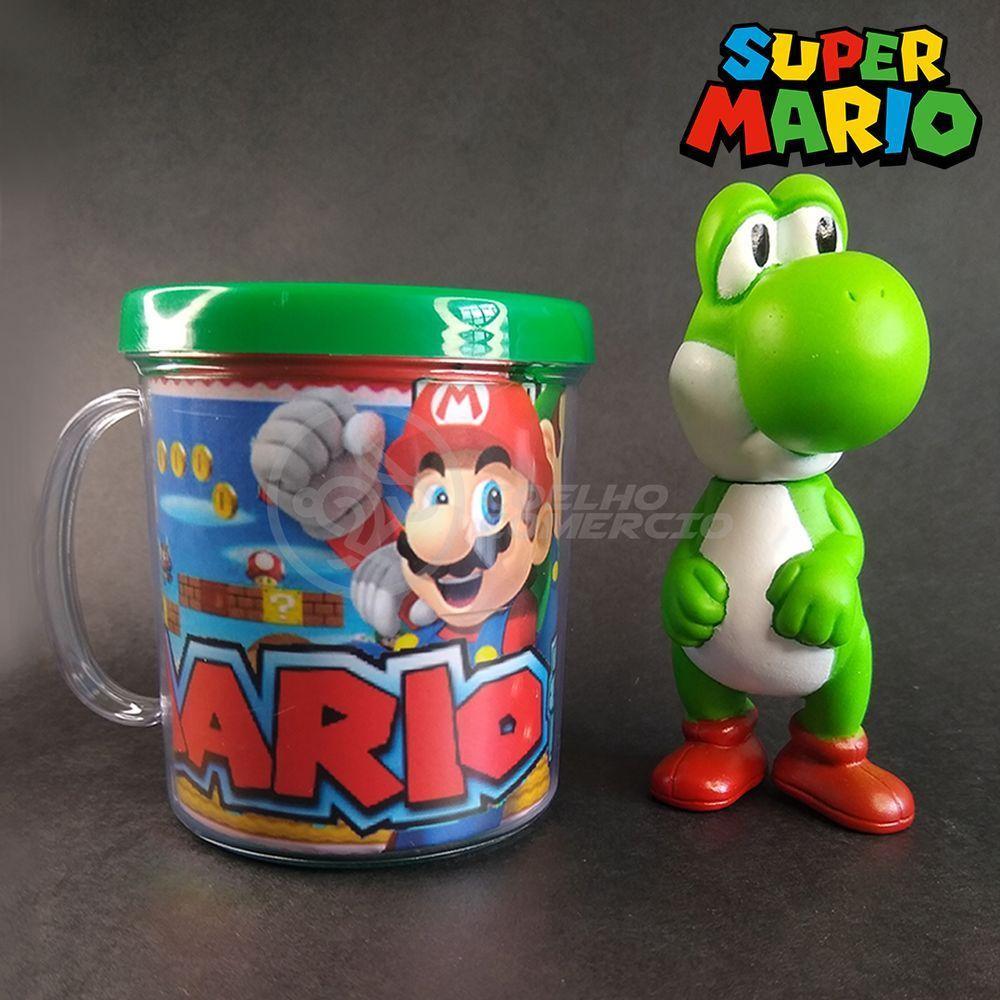 Kit Conjunto Boneco Colecionável Yoshi 10cm + Caneca Personalizada Super Mario World 350ml Cor:verde;gênero:masculino;ta - 3
