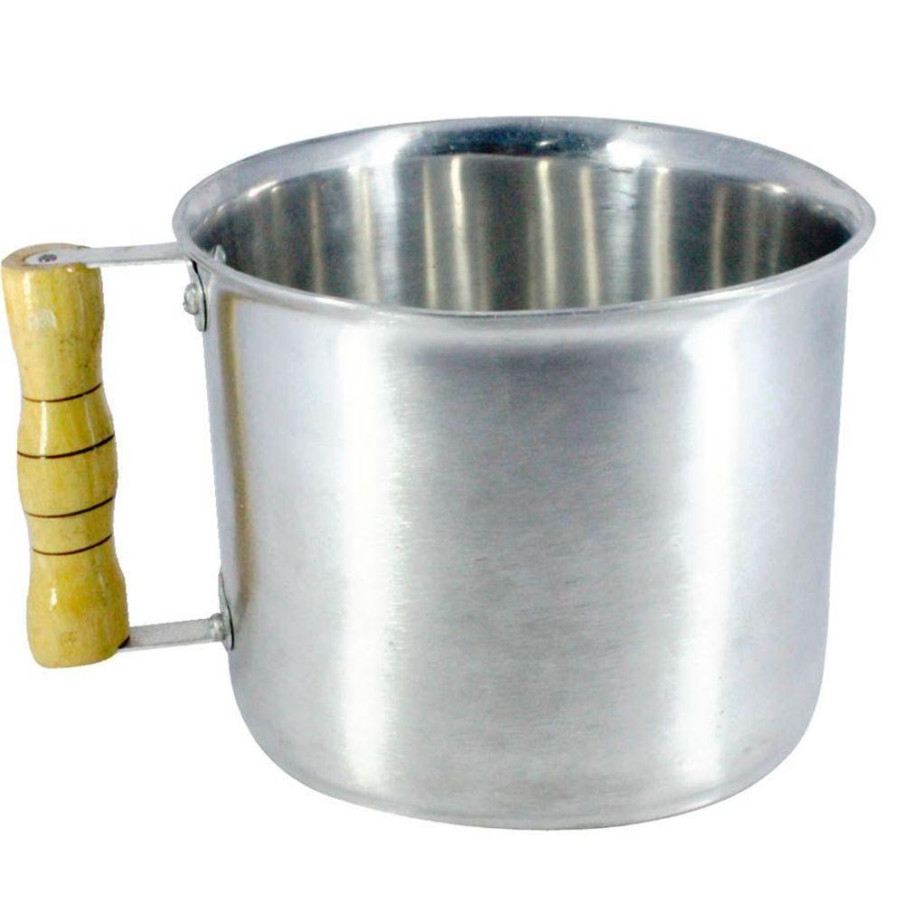 Canecão de Alumínio Fundido Polido Cabo Madeira 3 Litros - 1