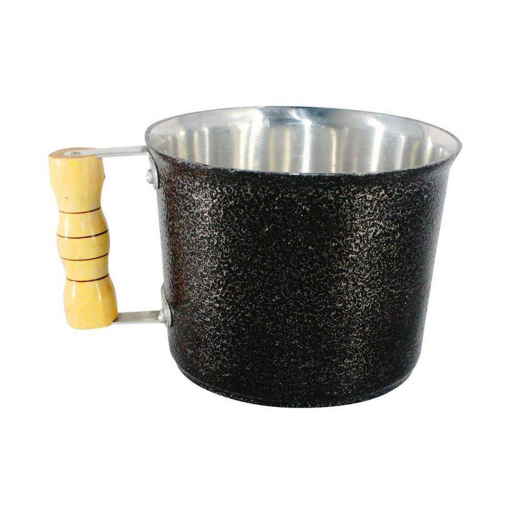 Canecão de Alumínio Fundido Craqueado Cabo Madeira 1 Litro - 2