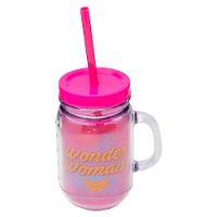 Caneca De Plástico Com Canudo Mulher Maravilha Tasco Inport - 1