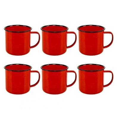 Jogo Com 6 Mini Canecas Esmaltadas Vermelha 6Cm 120Ml - Yazi