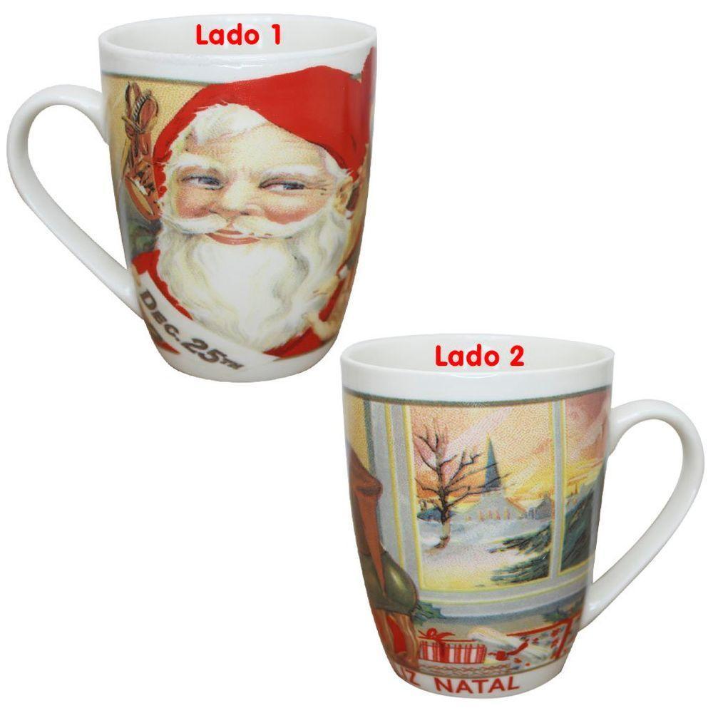 Caneca De Natal Natalina Papai Noel Em Cerâmica 350ml - 1