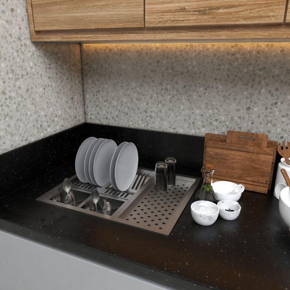 Calha Quadrada Varanda Gourmet Cozinha Escorredor Inox - 5