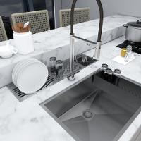 Calha Embutida Design  Em Inox Para Cozinha Bancada