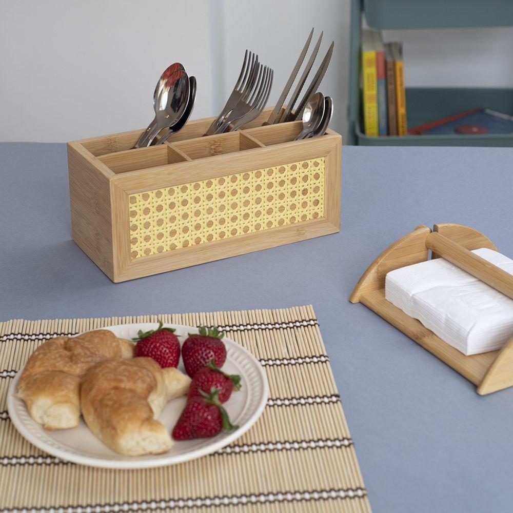 Porta Talheres De Bambu Oikos Com Palha E Com 6 Divisórias - 3