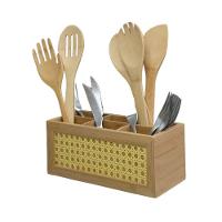 Porta Talheres De Bambu Oikos Com Palha E Com 6 Divisórias - 1