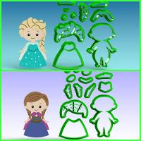 Cortador Kit Princesas Frozen Elza E Anna Modulares 8 Cm - 1