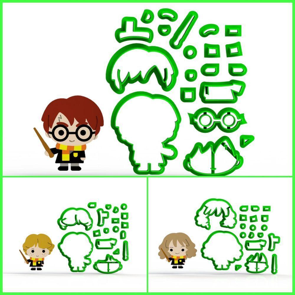Cortador Kit Harry Potter Cute 3 Personagens Modulares 5 Cm - 1
