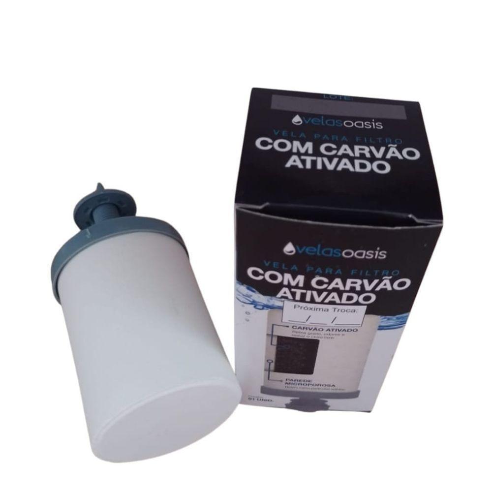 Vela C/ Carvão Ativado Para Filtro De Água De Barro + Boia - 2
