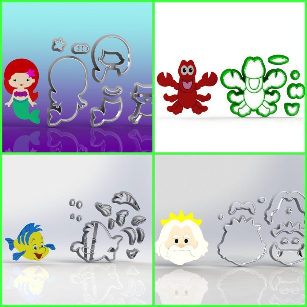Cortador Kit Pequena Sereia Cute - 4 Modelos Modulares 6 Cm - 1