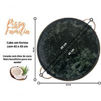 Forma De Pedra Sabão Para Pizza 42 Cm Alças De Cobre Curada - 3