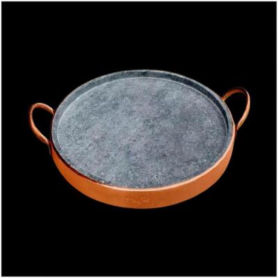 Forma Para Pizza Restaurante Pedra Sabão Alças Cobre Gg 42Cm