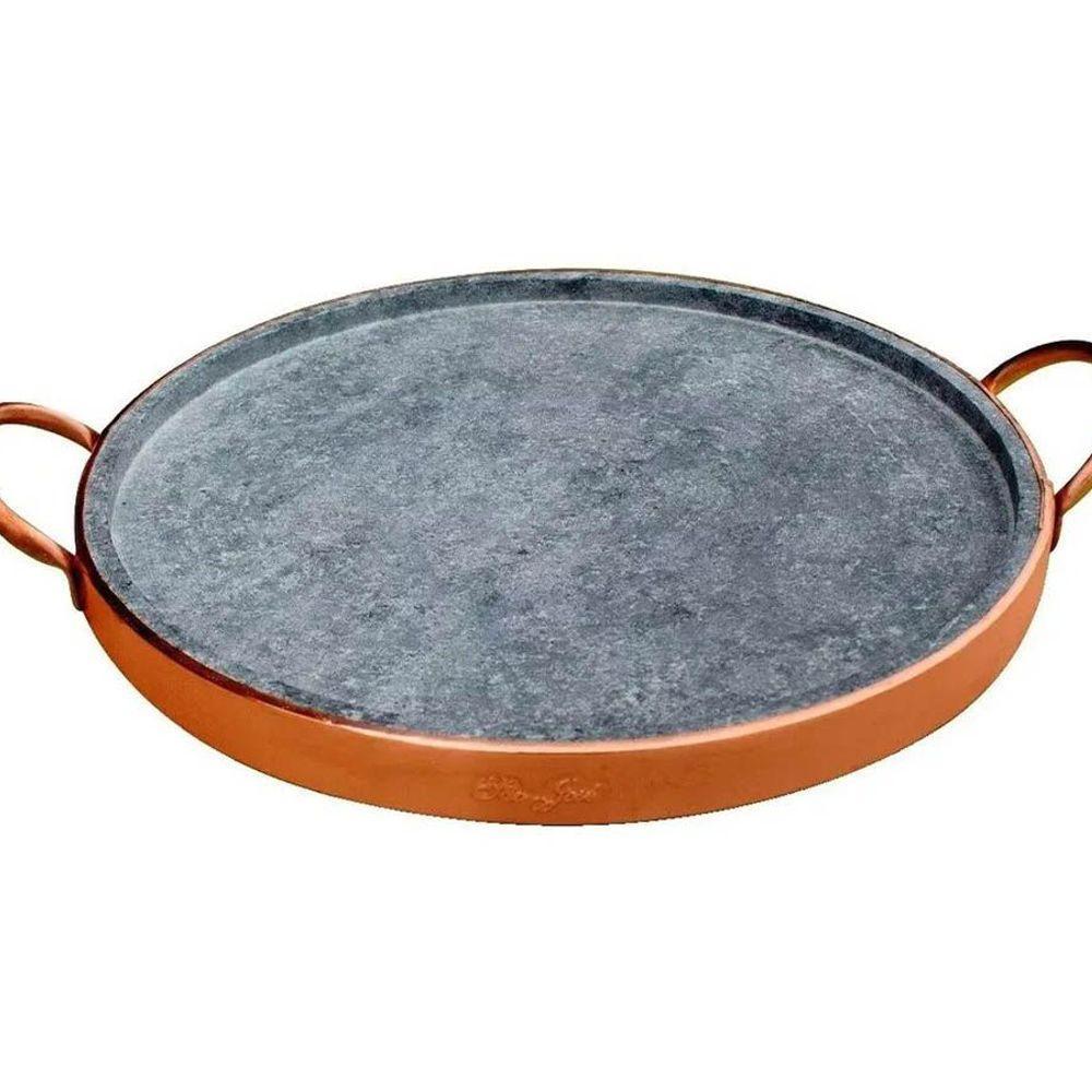 Forma de Pizza em Pedra Sabão com Alça de Cobre 25,0 Cm - 1