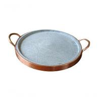 Forma de Pizza em Pedra Sabão com Alça de Cobre 29 Cm