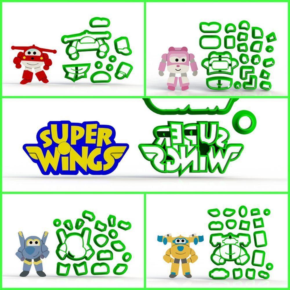 Cortador Kit Super Wings - 4 Modelos Modulares + Logo 5 Cm - 1