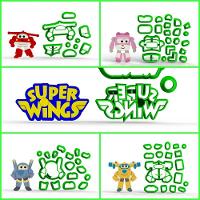 Cortador Kit Super Wings - 4 Modelos Modulares + Logo 5 Cm - 1