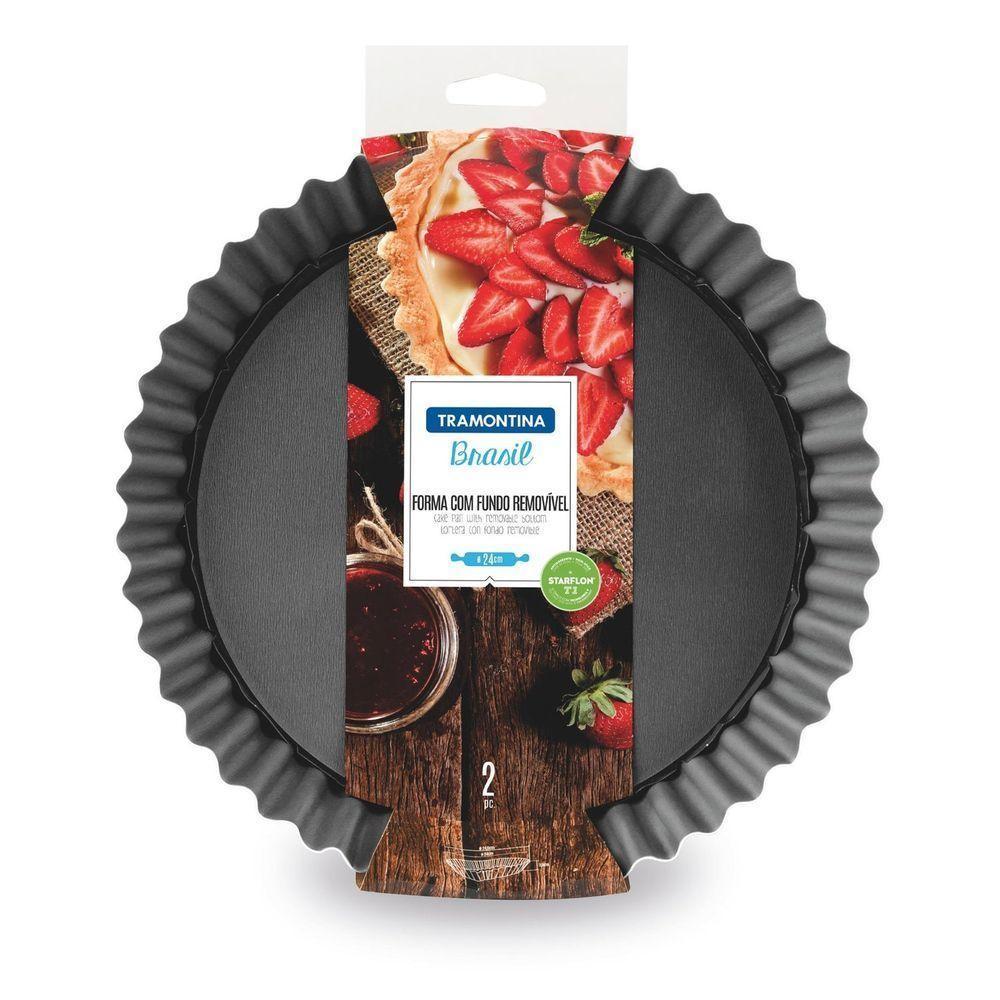 Forma Brasil Grafite Em Alumínio Com Revestimento Antiaderente Com Fundo Removível 24 Cm - 2