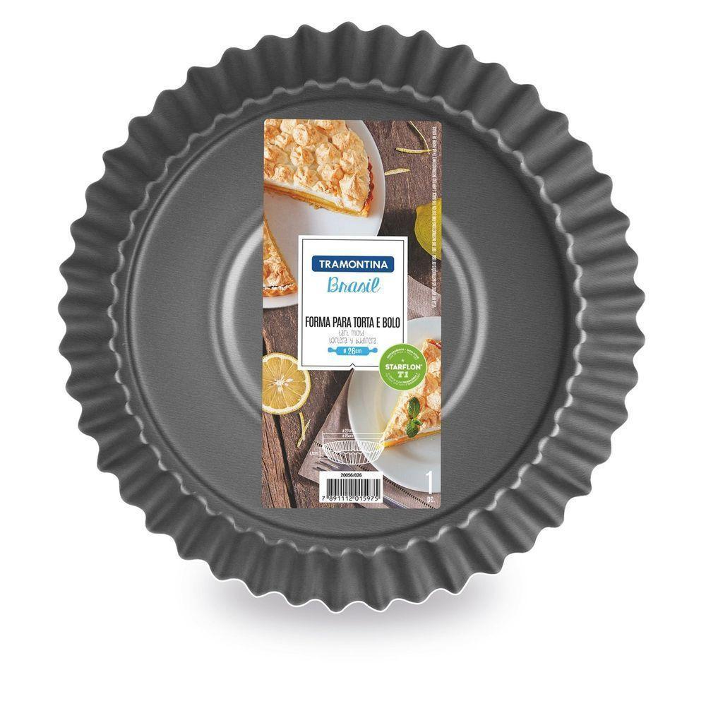 Forma Redonda Para Torta E Bolo Alumínio Antiaderente Starflon T1 Grafite 24 Cm 1,4 L - 6