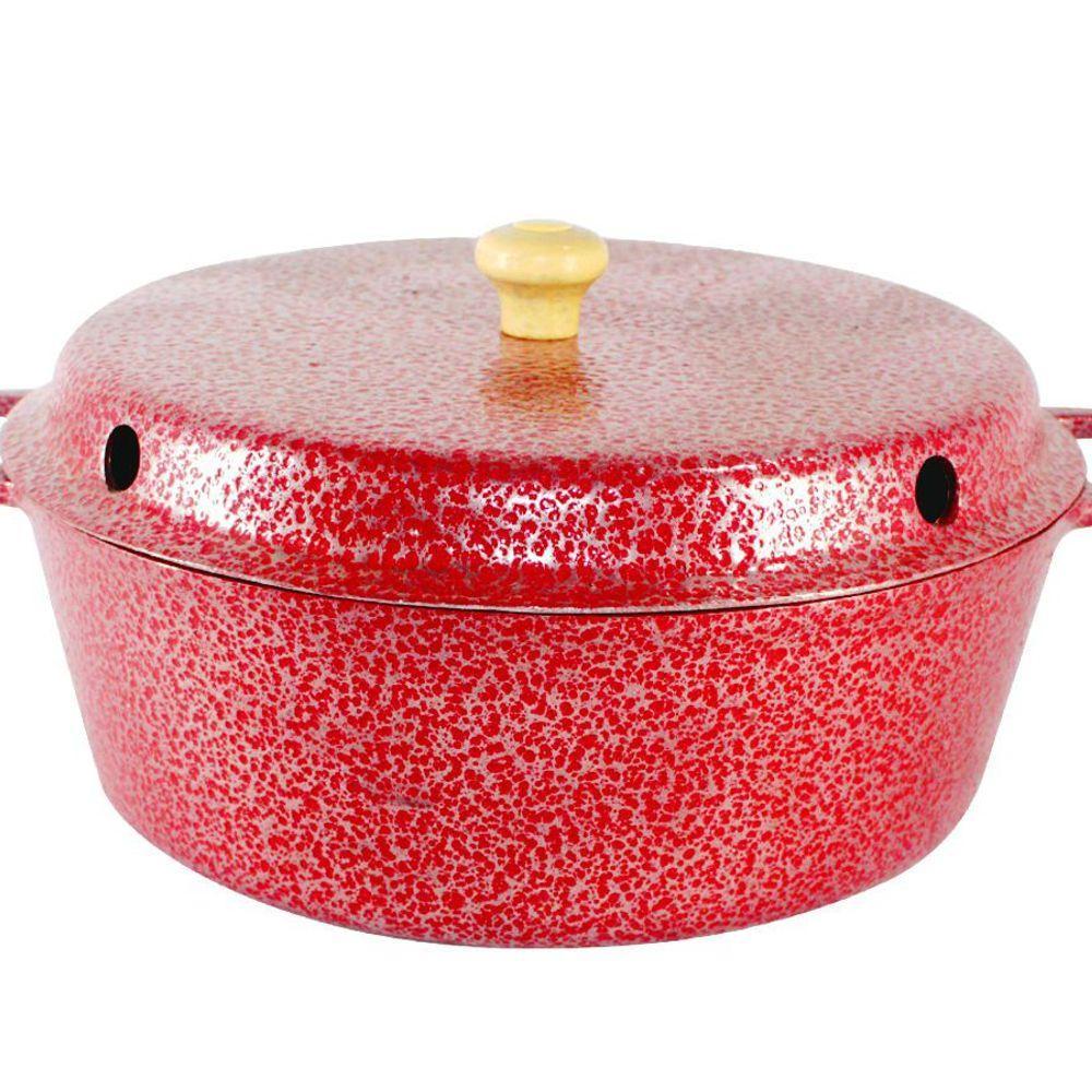 Forma Bolo Craqueada com Cone Alumínio Fundido Vermelho 28cm - 1