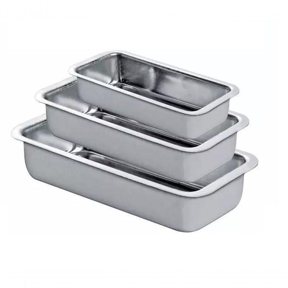 Jogo Assadeiras Forma Pão Cake Gelo Borda Alta Kit 3 Peças - 2