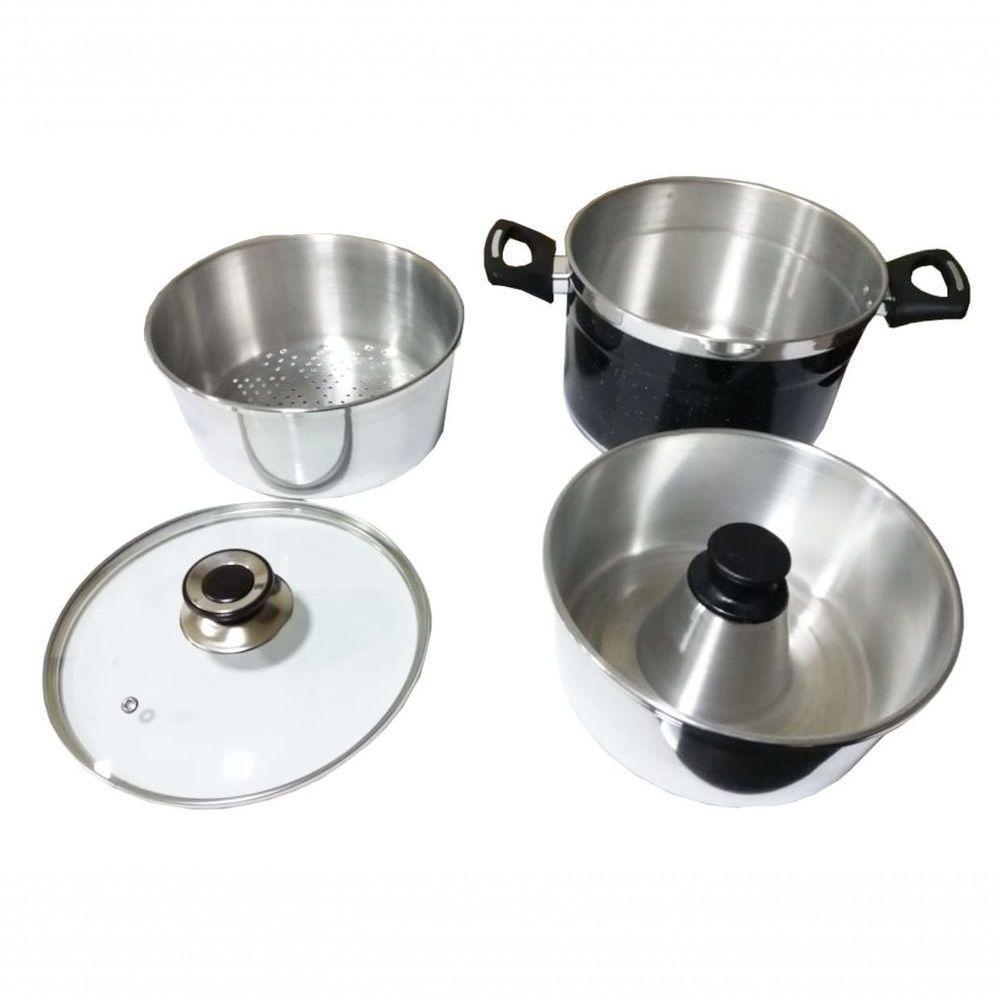 Caldeirão Com Forma De Pudim E Cozivapor Preto 4.8l Belmar - 1