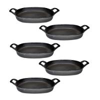 Kit 5 Assadeira De Ferro Lisa Oval Alça Ferro St 35X24Cm. - 1