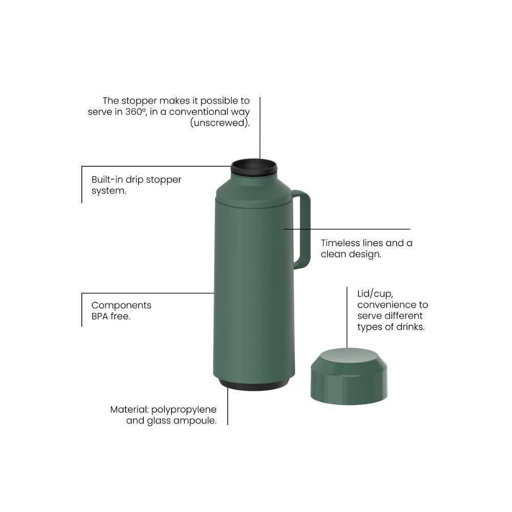 Garrafa Térmica Tramontina Verde Ampola De Vidro E Tampa 1L - 8
