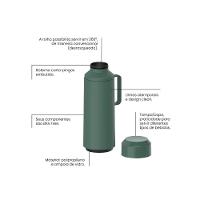 Garrafa Térmica Tramontina Verde Ampola De Vidro E Tampa 1L - 5