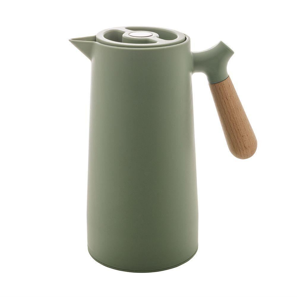 Garrafa Térmica Nórdica Com Cabo De Madeira 1 Litro Verde - 1