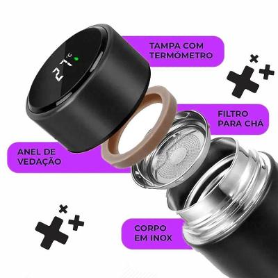 Garrafa Térmica Sensor De Temperatura Fala Ai Preto