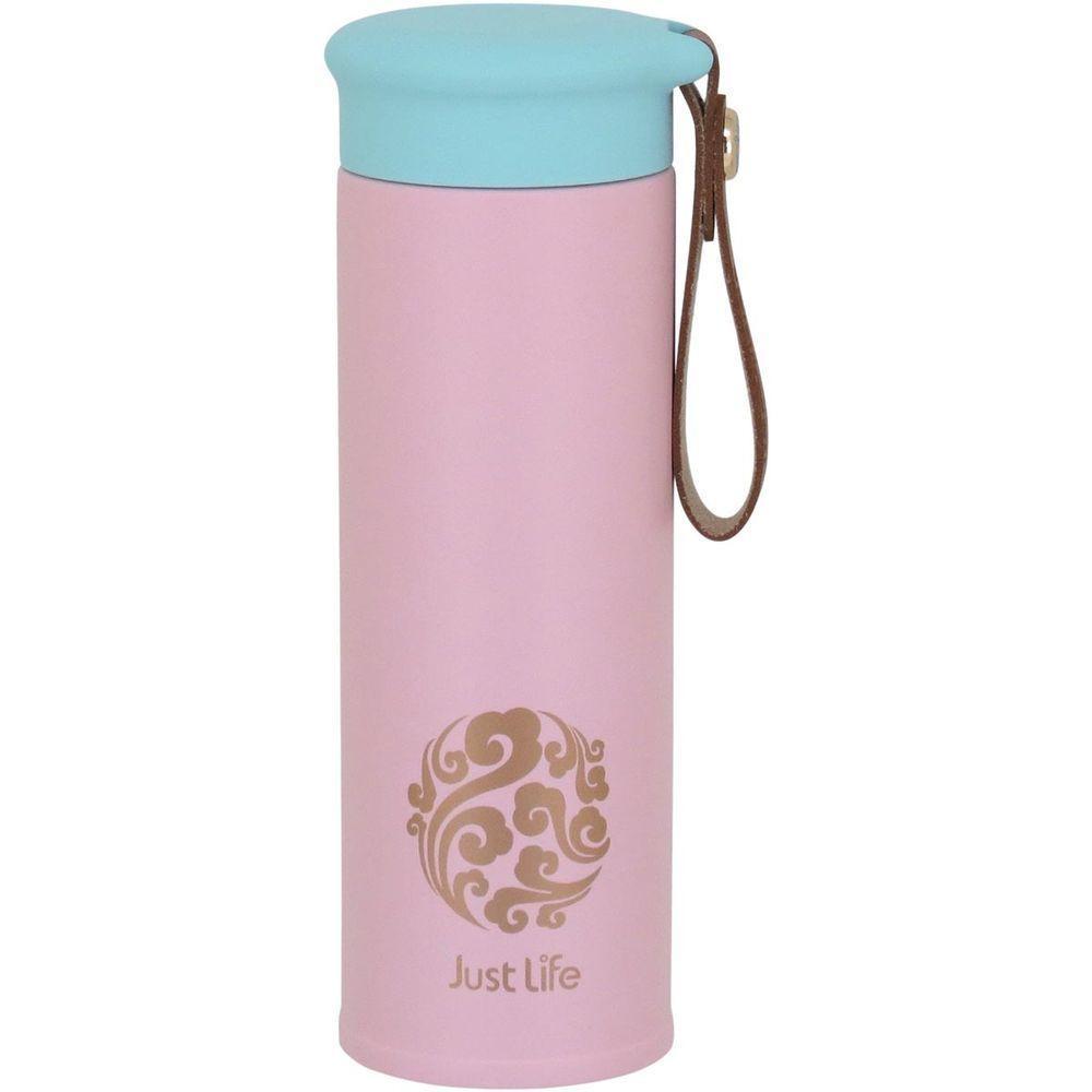 Just Life Garrafa Térmica 20X6X6Cm 450Ml Inox Rosa Parede Dupla - 1