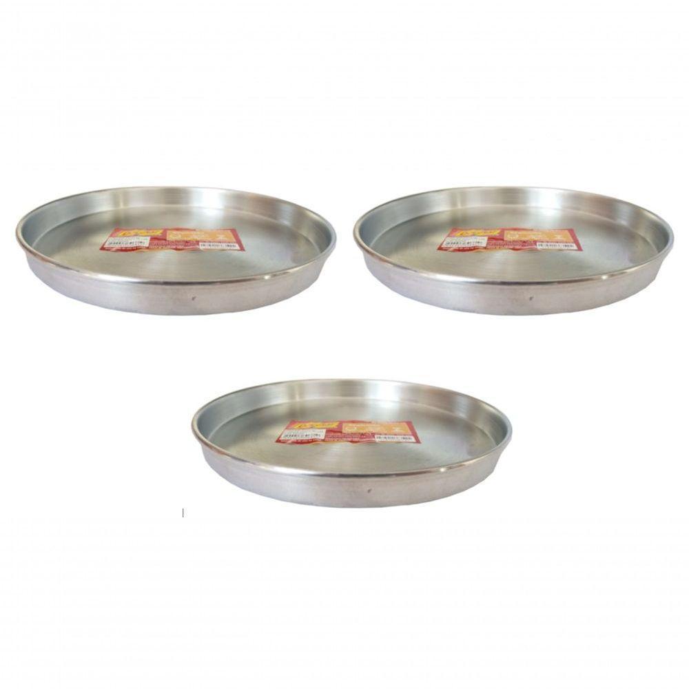 Kit 3 Formas De Pizza 26cm Alumínio Borda Reforçada Docesar - 1