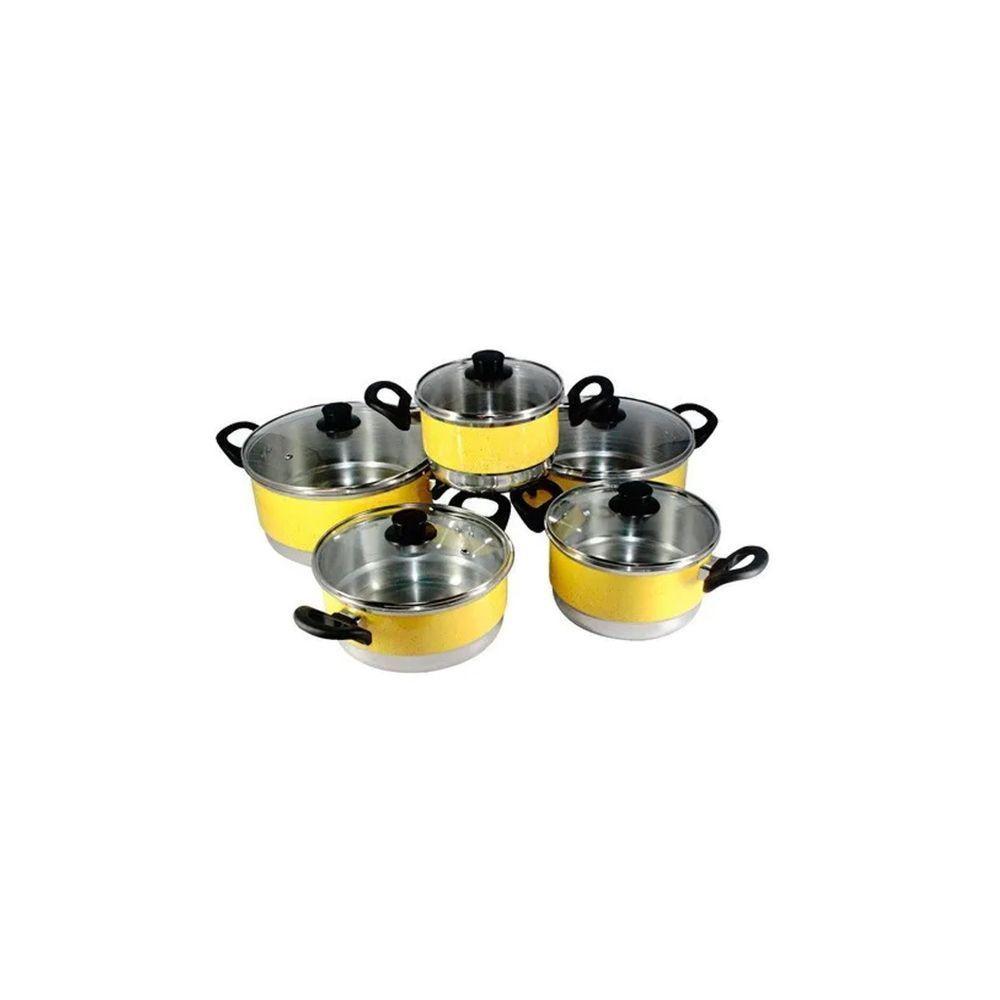 Jogo Panelas Alumínio Tampa De Vidro 5 Peças Amarelo - 1