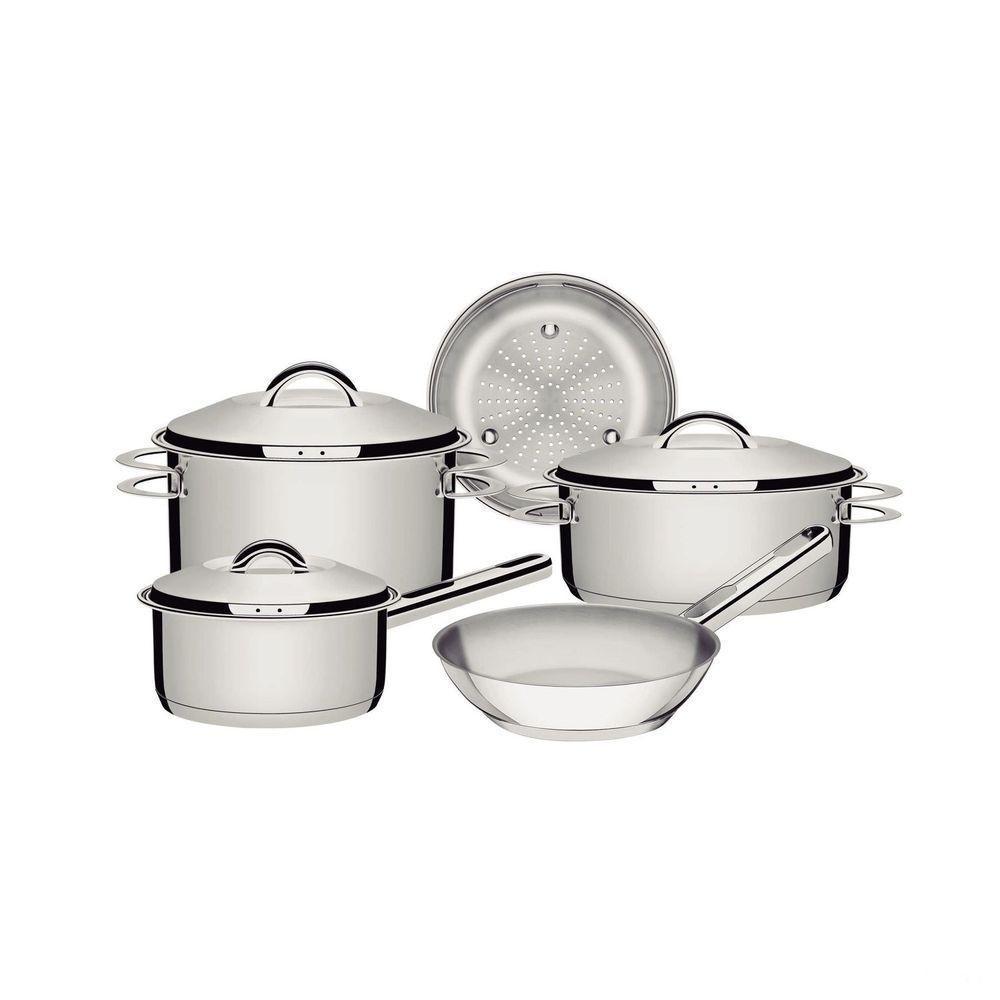 Jogo De Panelas Tramontina Solar Em Aço Inox Com Fundo Triplo E Tampas De Inox 5 Peças Tramontina - 1