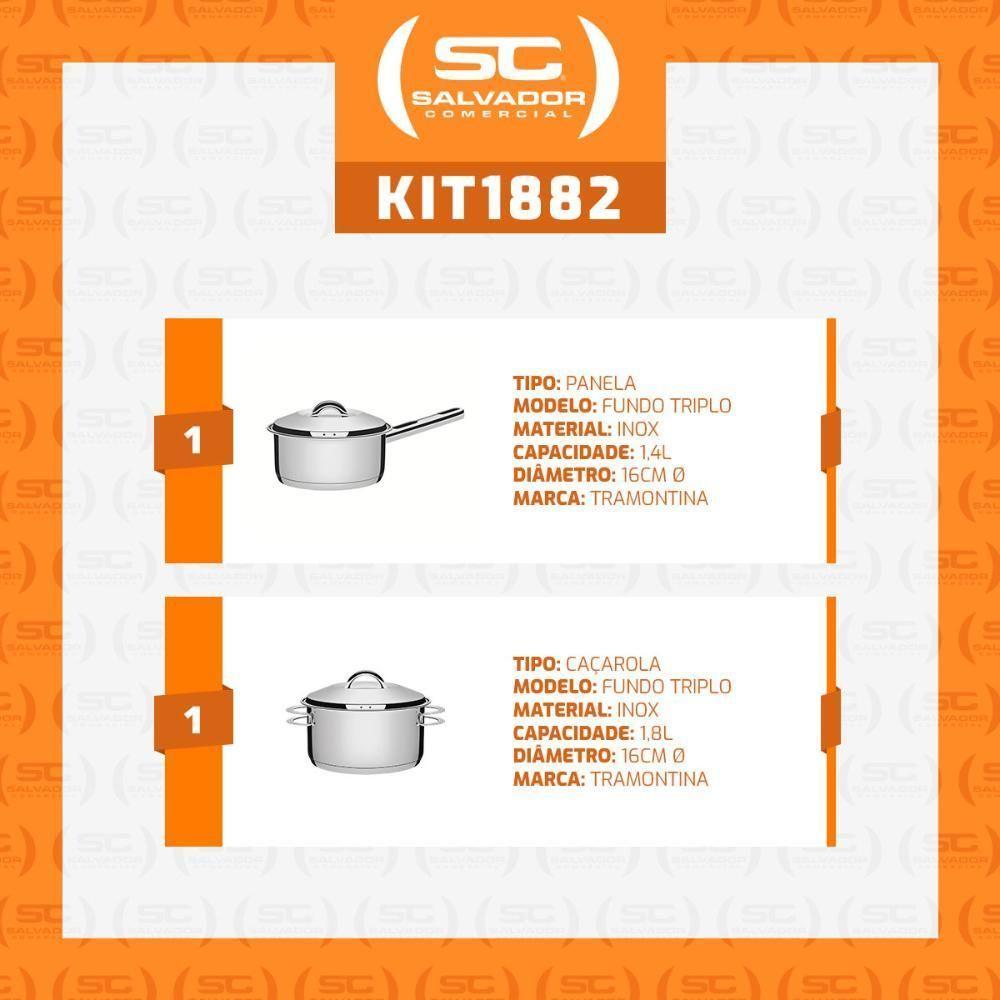 Conjunto De Panelas Caçarolas Inox Solar Fundo Triplo Indução ø 16cm Pit4 E Pit7 - Tramontina - 3