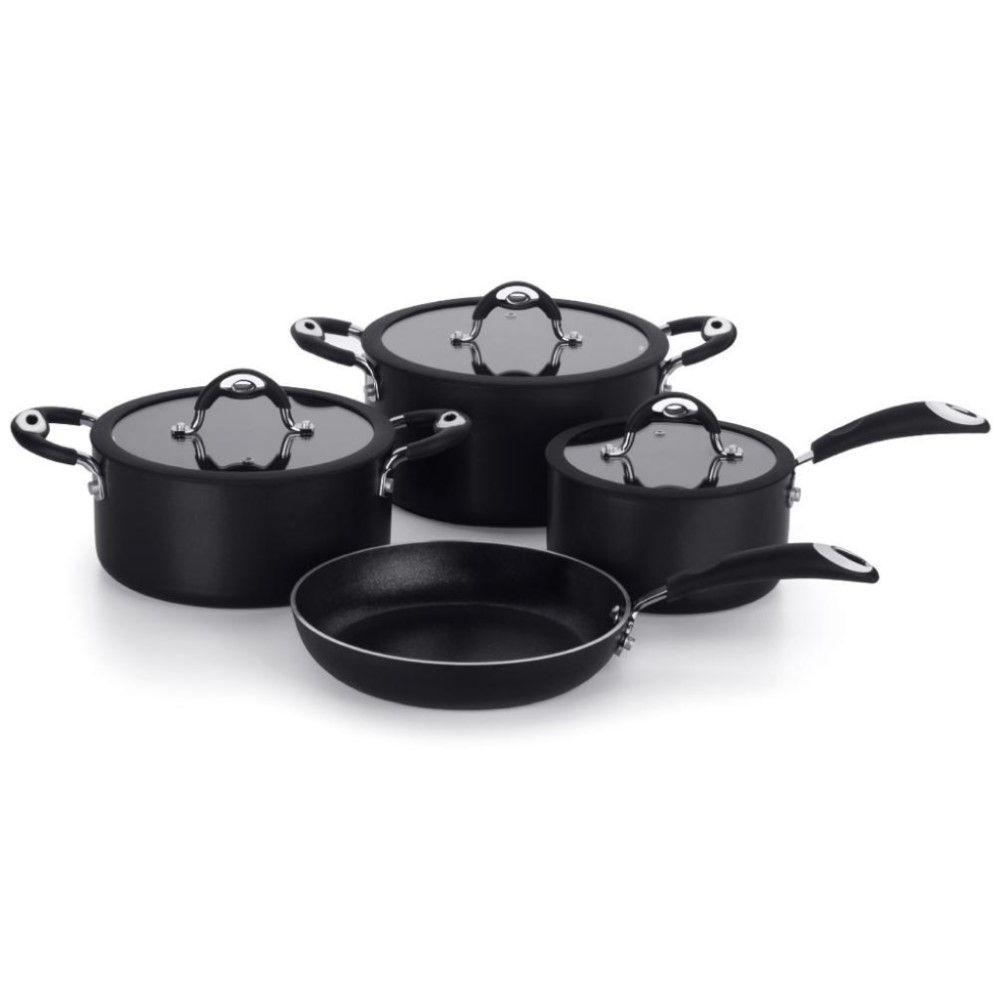 Jogo De Panelas Dom 4 Peças Preto Em Alumínio Com Revestimento Interno Antiaderente Multiflon - 1