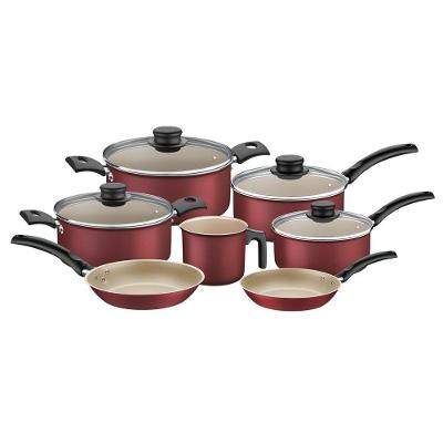 Jogo De Panelas Turim 7 Pecas Sortidos De Aluminio Antiaderente Vermelho