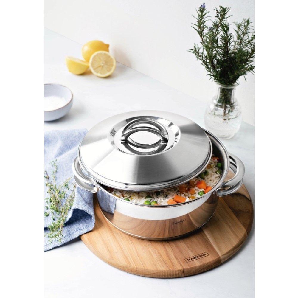 Caçarola Rasa 24 Cm 4,7 L + Caçarola Rasa 28 Cm 7,1 L Solar Em Aço Inox Fundo Triplo Tramontina - 4