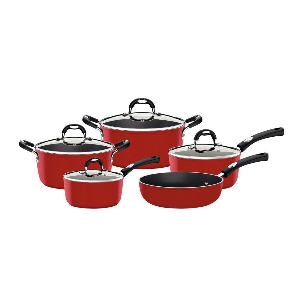 Jogo De Panelas Mônaco Em Alumínio Revestimento Antiaderente Starflon Vermelho 5 Peças - Tramontina - 1