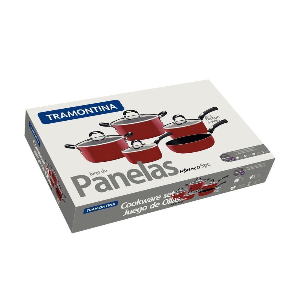 Jogo De Panelas Mônaco Em Alumínio Revestimento Antiaderente Starflon Vermelho 5 Peças - Tramontina - 4