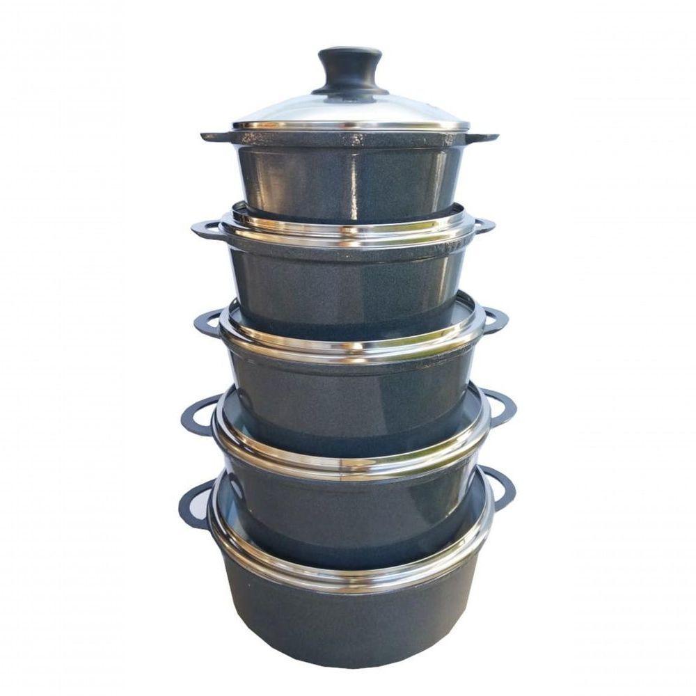 Jogo Panelas Alumínio Batido Fundido 5 Peças Grafite Belmar - 1