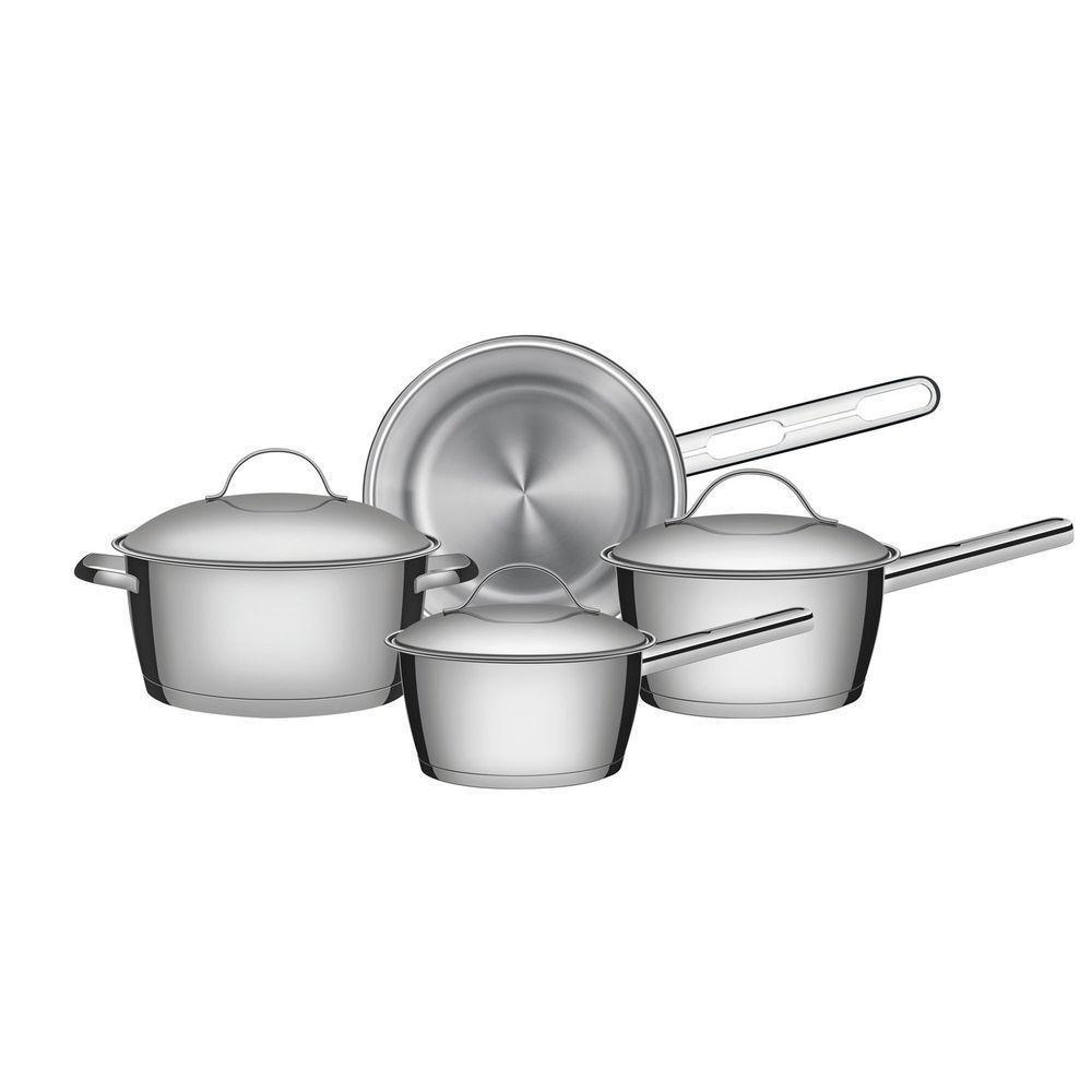 Jogo De Panelas Tramontina Allegra Em Aço Inox Com Fundo Triplo E Tampas De Inox 4 Peças Tramontina - 1