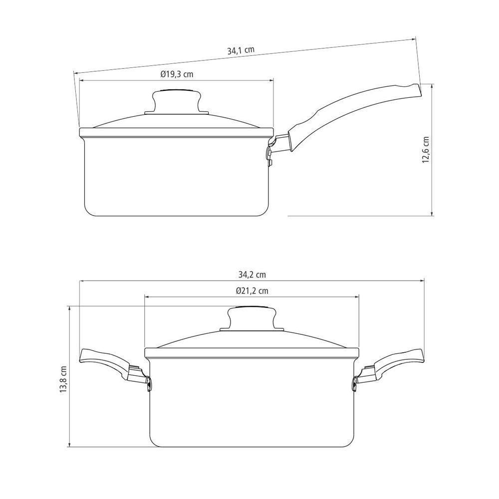 Jogo De Panelas Turim 2 Peças Alumínio Antiaderente Ptc2 E Ptc4 Chumbo - Tramontina - 2