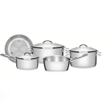 Jogo De Panelas Tramontina Solar Em Aço Inox Com Fundo Triplo E Tampas De Inox 5 Peças Tramontina