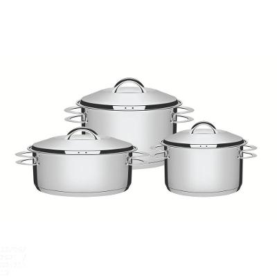 Jogo De Panelas Tramontina Solar Em Aço Inox Com Fundo Triplo 3 Peças Tramontina