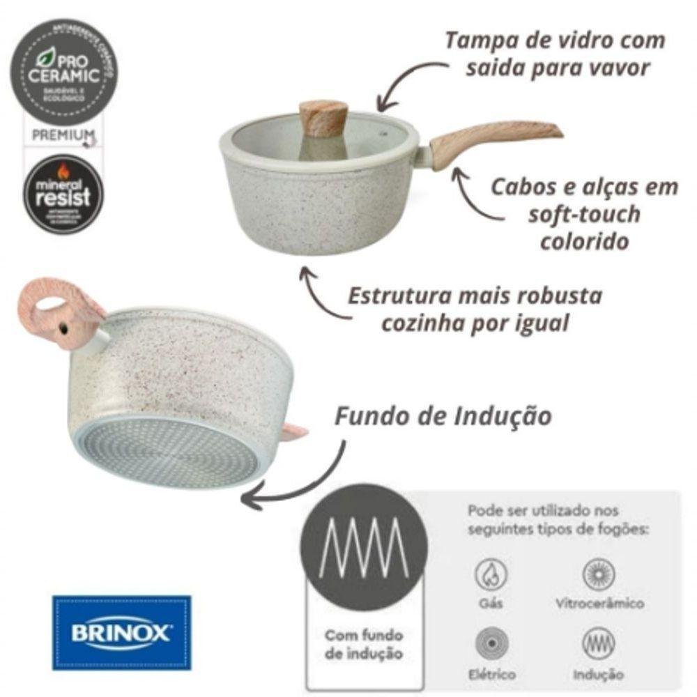 Jogo De Panelas Em Alumínio Com Revestimento Cerâmico Indução Sirius Com 4 Peças Brinox - 4