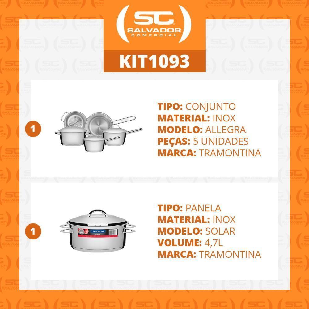 Kit - Conjunto De Panelas Inox 5 Pcs Allegra + Panela Inox Fundo Triplo Solar 4,7l - Tramontina - 2