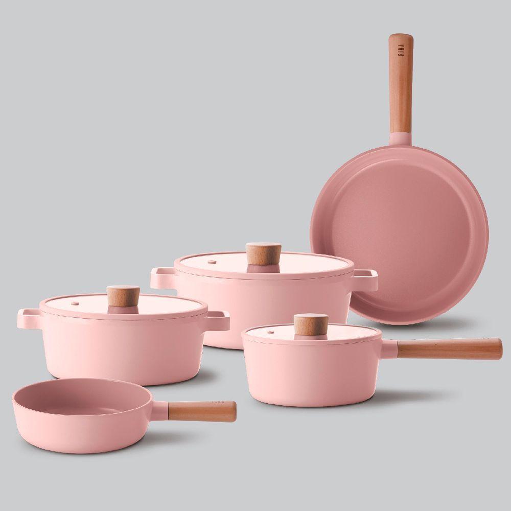 Conjunto De Panelas Neoflam Rosa Aluminio Indução - 1