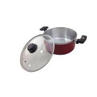 Jogo Panelas Alumínio Vermelho Tampa Vidro 5 Peças - 5